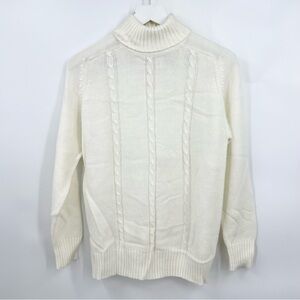 Vintage Nan Dorsey Cable Knit 1/4 Back Zip Sweater Off White Size Small